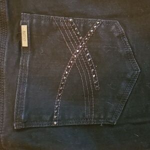 So Slimming by Chico's Black Wide Leg Jeans with sparkly pocket details